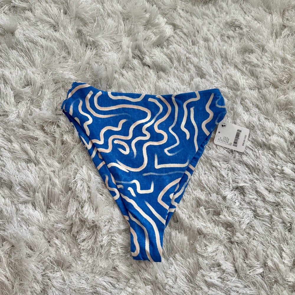 Stone Fox Swim Blue and Cream Bikini Bottom